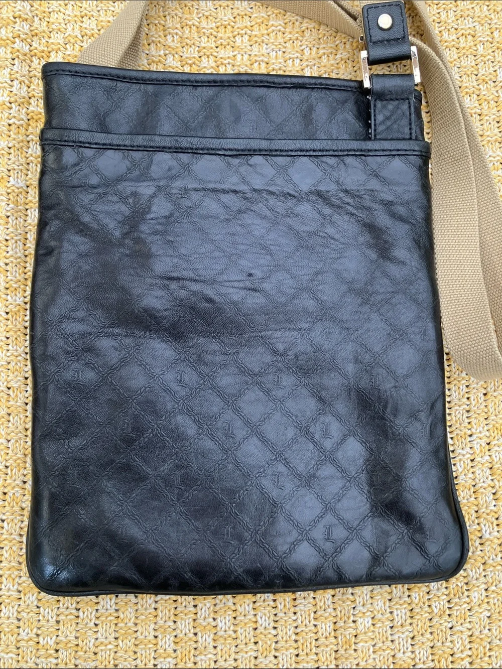 L.A.M.B. By Gwen Stefani Y2K Black with Pink & White Stripes Crossbody